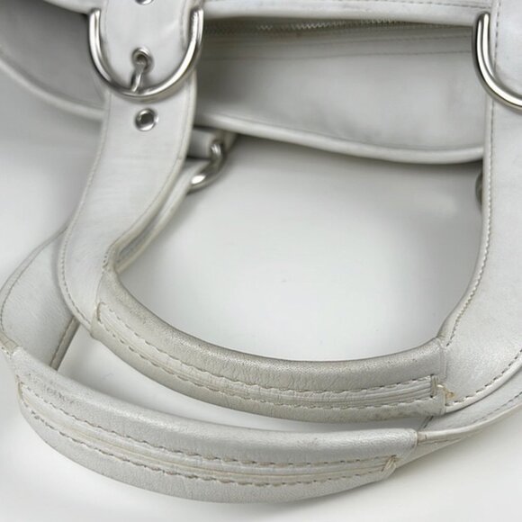 Vintage Coach Y2K White Leather Buckle Zipper Shoulder Bag 9544 - Picture 10 of 16